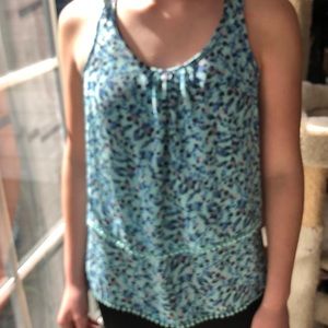 Turquoise floral tank top